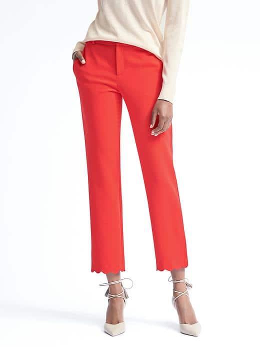 Banana Republic Womens Avery Fit Scallop Hem Pant - Red