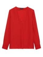 Banana Republic Womens Petite Drapey V-neck Top Ultra Red Size S