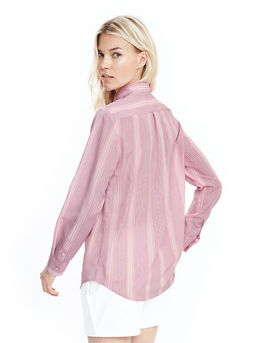 Banana Republic Womens Dillon Fit Pattern Shirt Size L Tall - Pink Multi
