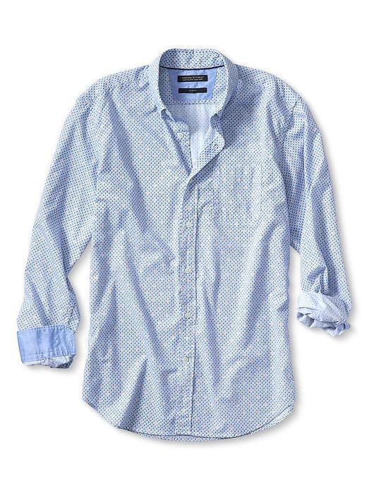 Banana Republic Mens Slim Fit Custom 078 Wash Diamond Shirt Size L Tall - Stowaway Blue