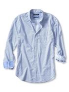 Banana Republic Mens Slim Fit Custom 078 Wash Diamond Shirt Size L Tall - Stowaway Blue