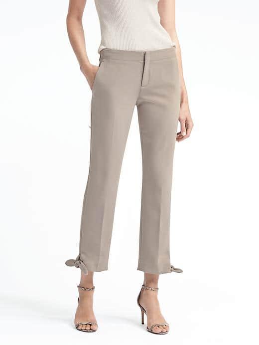 Banana Republic Womens Avery Fit Tie Hem Pant - Vintage Taupe