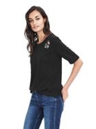 Banana Republic Womens Embellished Wide Sleeve Top - Black