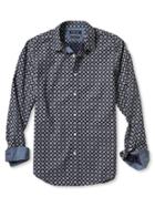 Banana Republic Mens Camden Fit Custom Wash Medallion Print Shirt Size S - Preppy Navy