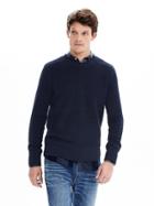 Banana Republic Mens Heritage Terry Crew Pullover Size L Tall - Preppy Navy