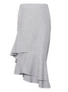 Banana Republic Womens Seersucker Asymmetric Ruffle-hem Skirt Blue Stripe Size 6