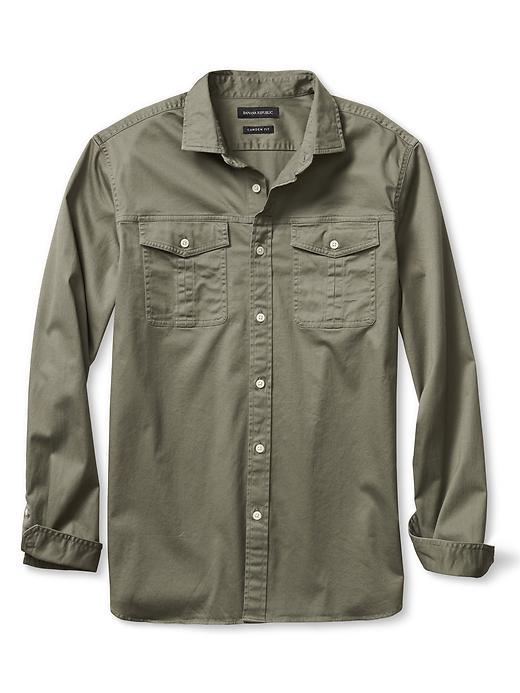 Banana Republic Mens Camden Fit Utility Shirt Size L Tall - Moss