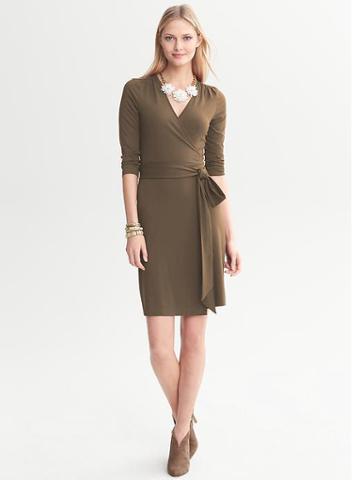 Banana Republic Gemma Wrap Dress - Island Khaki