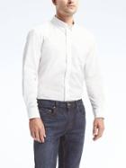Banana Republic Mens Grant Fit Custom Wash Solid Shirt - White