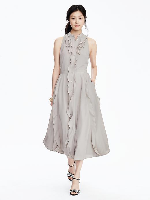 Banana Republic Womens Long Sleeveless Flutter Dress Size 0 - Millstone