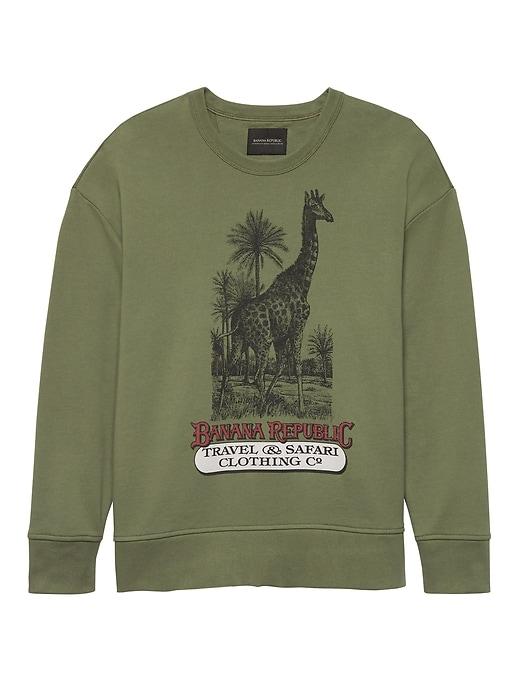 Banana Republic Mens Japan Online Exclusive French Terry Giraffe Graphic Sweatshirt Flight Jacket Green Size S