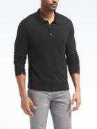 Banana Republic Mens Silk Cotton Cashmere Sweater Polo - Black