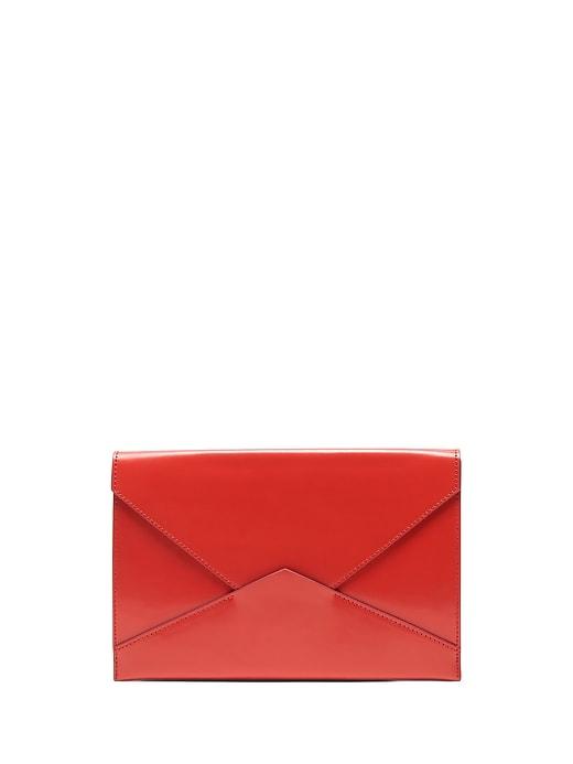 Banana Republic Womens Leather Expandable Envelope Pouch Deep Red Size One Size