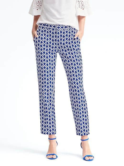 Banana Republic Womens Avery Fit Geo Print Pant - Blue Print