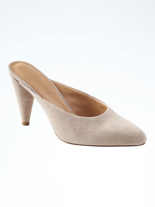 Banana Republic Cone Heel Mule - Greige Suede