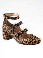 Banana Republic Strappy Mid Block Heel - Cheetah Print Haircalf