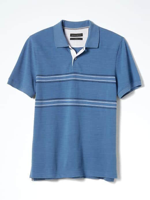 Banana Republic Mens Slim Pique Polo - Antique Blue
