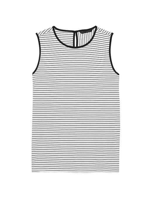 Banana Republic Womens Side-slit Tunic White With Black Stripe Size M