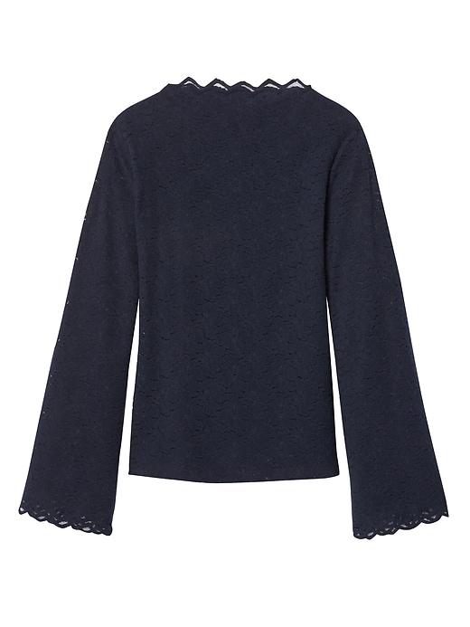 Banana Republic Womens Lace Mock-neck Top Navy Size Xl