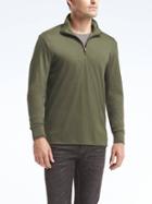 Banana Republic Mens Luxury Touch Half Zip Pullover - Forest Green