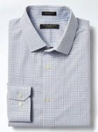 Banana Republic Mens Grant Fit Non Iron Check Shirt - Blue Tropic