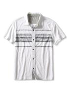 Banana Republic Mens Vintage Placed Stripe White Knit Shirt Size L Tall - White