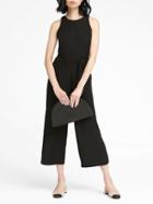 Banana Republic Womens Petite Cropped Wide-leg Jumpsuit Black Size 00