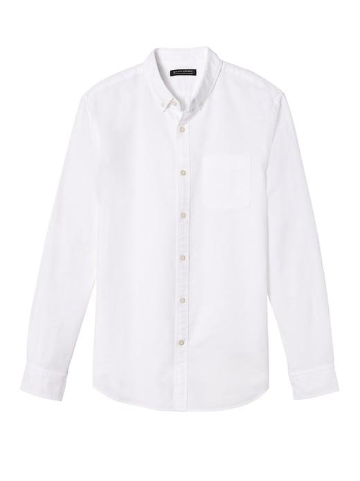 Banana Republic Mens Camden Standard-fit 100% Cotton Oxford Shirt White Size Xs