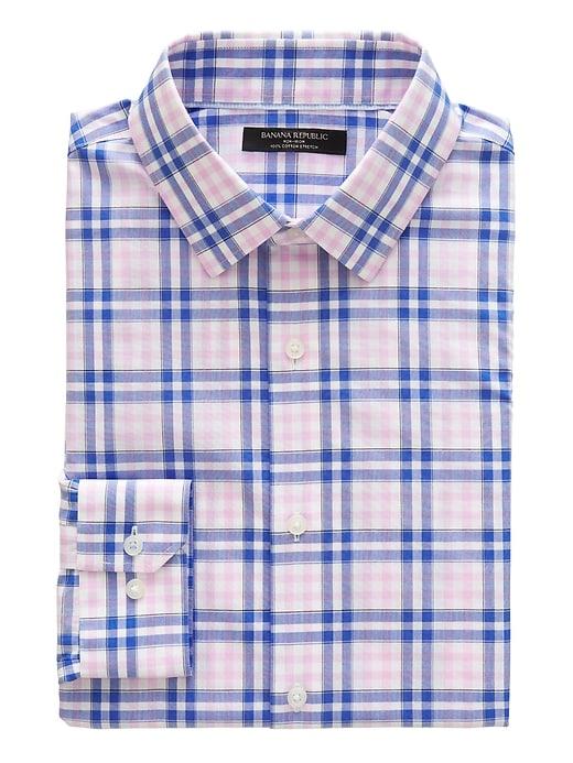 Banana Republic Mens Grant Slim-fit Non-iron Check Shirt Fresco Pink Size Xxs