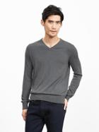 Banana Republic Mens Silk Cotton Cashmere Vee Pullover Size Xl Tall - Heathered Charcoal
