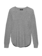 Banana Republic Womens Cashmere Waffle-knit Rounded-hem Tunic Sweater Medium Heather Gray Size Xs