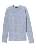 Banana Republic Mens Soft Wash Long Sleeve Raglan Henley - Navy