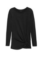 Banana Republic Womens Luxespun Twist-front T-shirt Black Size Xl