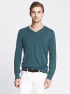 Banana Republic Silk/linen Vee Pullover Size L Tall - Teal Glaze