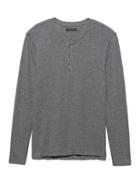 Banana Republic Mens Waffle-knit Cotton-modal Henley T-shirt Gray Texture Size S