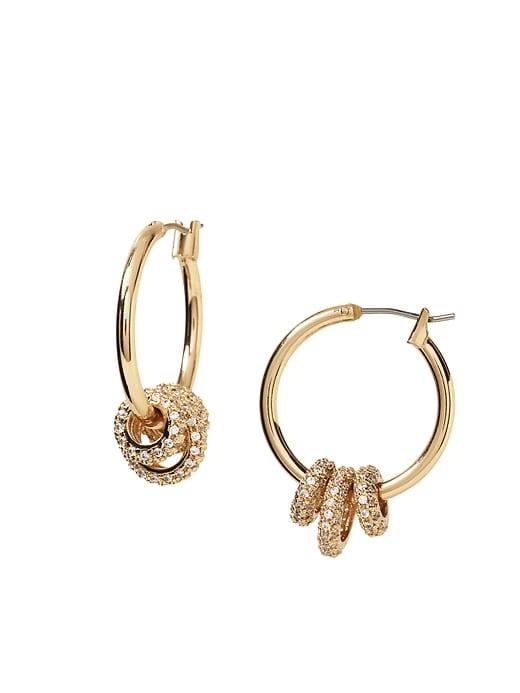 Banana Republic Womens Pav Rings Hoop Earring Gold Size One Size