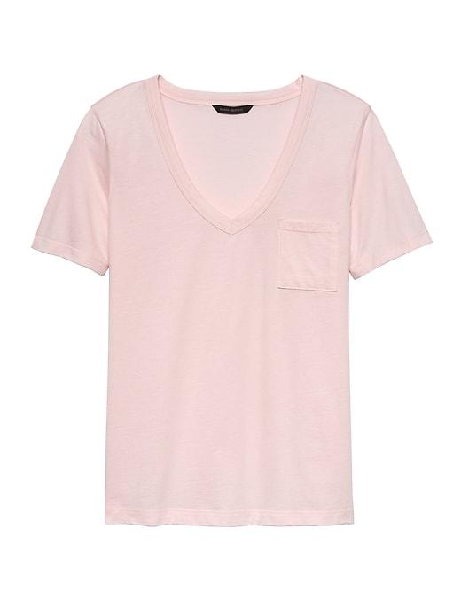 Banana Republic Womens Supima Cotton Pocket V-neck T-shirt Blush Size L
