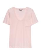 Banana Republic Womens Supima Cotton Pocket V-neck T-shirt Blush Size L