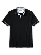 Banana Republic Mens Luxe Touch Piped Polo Size L Tall - Black