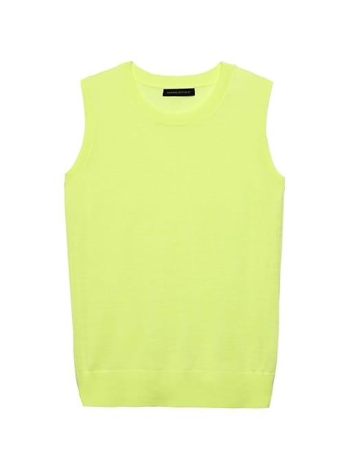 Banana Republic Womens Machine-washable Merino Sweater Shell Lemon Lime Size M