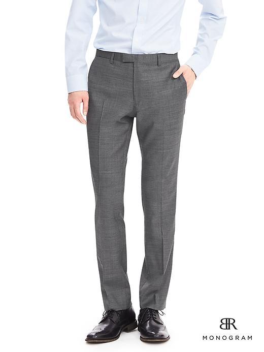 Banana Republic Mens Monogram Gray Italian Wool Suit Trouser Size 34w 36l Tall - Concrete Gray