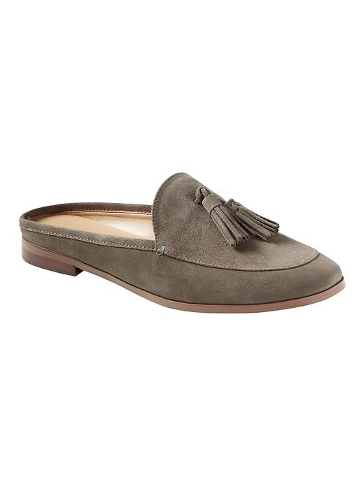 Banana Republic Womens Demi Tassel Slide Dark Olive Suede Size 7