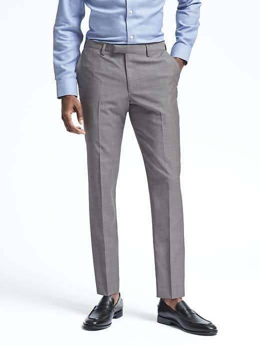 Banana Republic Mens Slim Gray Merino Wool Suit Trouser - Grey