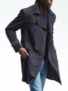 Banana Republic Mens Long Suede Trench Coat - Navy