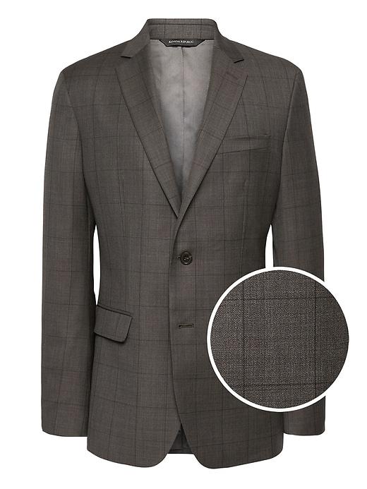 Banana Republic Mens Slim Windowpane Italian Wool Suit Jacket Cabin Brown Size 48