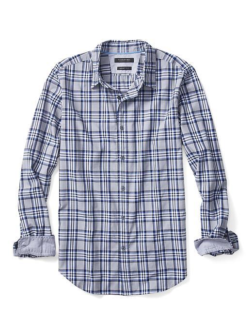 Banana Republic Mens Grant Fit Custom Wash Multi Check Shirt Size L Tall - Black