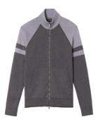 Banana Republic Mens Full-zip Block Stripe Sweater Jacket With Coolmax Technology Dark Gray Size M