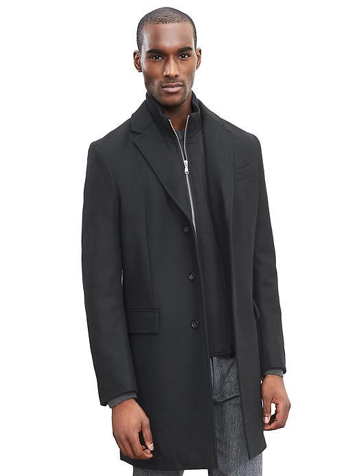 Banana Republic Mens Layered Topcoat Size L Tall - Black