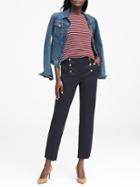 Banana Republic Womens Avery Straight-fit Herringbone Sailor Pant Navy Size 0