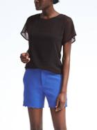 Banana Republic Womens Sheer Sleeve Overlay Top - Black